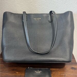 Kate Spade Black Leather Tote Bag + 2 wallets